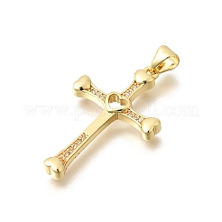 Brass Micro Pave Clear Cubic Zirconia Pendants&nbsp;KK-D255-05G-05