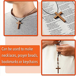 DIY Dyed Wood Cross Pendants Decoration Making Kits&nbsp;DIY-SP0006-46