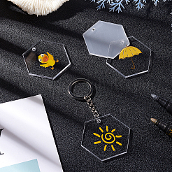 DIY Hexagon Acrylic Blank Pendant Keychain Making Kits&nbsp;DIY-BC0001-61P