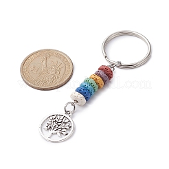 Tibetan Style Alloy Flat Round with Tree of Life Keychain&nbsp;KEYC-JKC00558