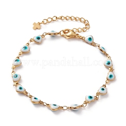 Heart Evil Eye 304 Stainless Steel Enamel Link Chains Bracelets & Necklaces Jewelry Sets&nbsp;SJEW-JS01153