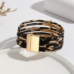 Leopard Print Pattern PU Leather Cord Multi-strand Bracelets for Women&nbsp;XT9904