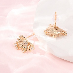 Brass Micro Pave Cubic Zirconia Stud Earrings&nbsp;EJEW-D363-02G