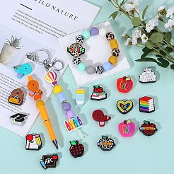 19Pcs 19 Styles Learning Theme Food Grade Eco-Friendly Silicone Focal Beads&nbsp;SIL-SZ0001-35