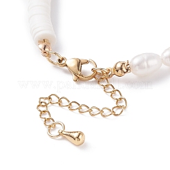 Natural Pearl & Polymer Clay Beaded Bracelet&nbsp;BJEW-TA00085