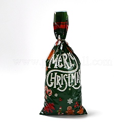 50Pcs Merry Christmas Printed OPP Cellophane Packaging Bags with Wire Twist Ties&nbsp;ABAG-C013-04