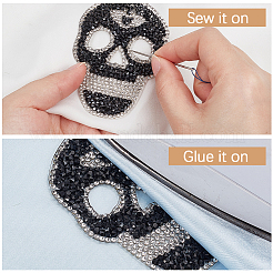 7Pcs Skull Glitter Resin Hotfix Rhinestone&nbsp;DIY-GF0014-22A