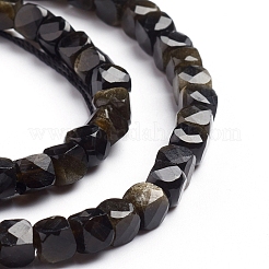 Natural Golden Sheen Obsidian Beads Strands&nbsp;G-E560-A11-4mm