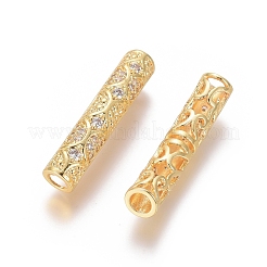 Brass Micro Pave Clear Cubic Zirconia Beads&nbsp;ZIRC-L088-13B-G
