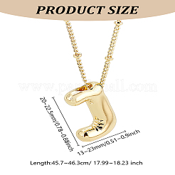 1pc Brass Chain with Alloy Letter Pendants Necklaces&nbsp;NJEW-LP0001-41J-G