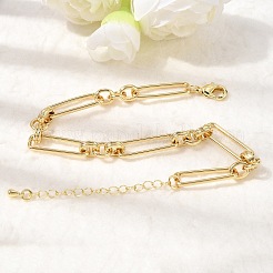 Rectangle Brass Link Chain Bracelets for Women&nbsp;BJEW-F531-03G