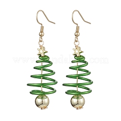 2 Pairs 2 Colors Christma Tree Electroplated Synthetic Non-magnetic Hematite & Aluminum Wire Dangle Earrings&nbsp;EJEW-JE05908