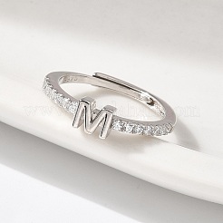 S925 Sterling Silver Adjustable Letter Rings for Women&nbsp;RJEW-M068-01P-M