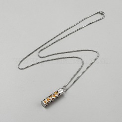 Stainless Steel Mini Hollow Column Perfume Bottle Necklaces&nbsp;NJEW-WH0013-29C