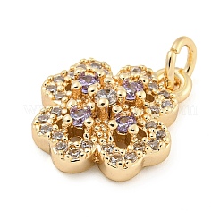 Rack Plating Brass Micro Pave Clear Cubic Zirconia Pendants&nbsp;KK-F089-14G
