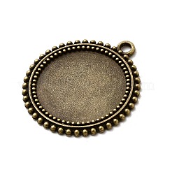 Tibetan Style Flat Round Alloy Pendant Cabochon Settings&nbsp;TIBEP-Q045-031AB-NR