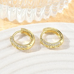Brass Micro Pave Cubic Zirconia Hoop Earrings&nbsp;KK-CBA30C7-10G