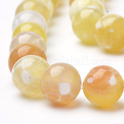 Dyed Natural Fire Crackle Agate Beads Strands&nbsp;X-G-Q462-127D-8mm