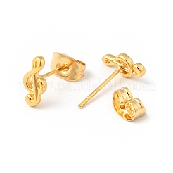 304 Stainless Steel Tiny Musical Note Stud Earrings with 316 Stainless Steel Pins for Women&nbsp;EJEW-J043-11G