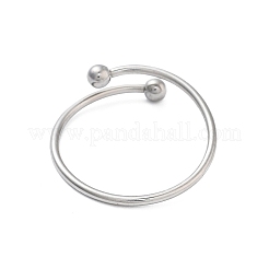 304 Stainless Steel Round Wrap Open Cuff Rings for Women Men&nbsp;RJEW-Z071-01P