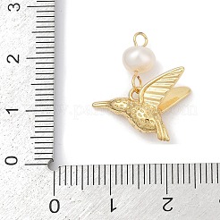 Natural Cultured Freshwater Pearl & Brass Pendants&nbsp;KK-U062-03G