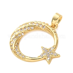 Brass Micro Pave Clear Cubic Zirconia Pendants&nbsp;KK-C264-12A-G