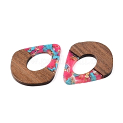 Transparent Resin and Walnut Wood Pendants&nbsp;RESI-T057-07K