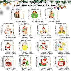 30Pcs 15 Styles Christmas Music Theme Alloy Enamel Pendants&nbsp;FIND-CJ0002-53