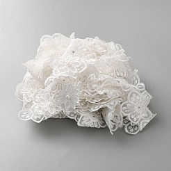 Organza Embroidery Flower Lace Triming with Imitation Pearl&nbsp;OCOR-WH0077-089A