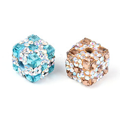 Polymer Clay Rhinestone Beads with Square Acrylic&nbsp;CLAY-T022-03A