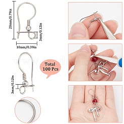 100Pcs 316L Surgical Stainless Steel Hoop Earring Findings&nbsp;STAS-SC0008-52