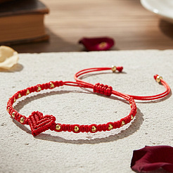 Braided Nylon Thread Heart Adjustable Bracelets&nbsp;ZR3363-2