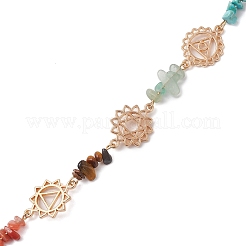Chakra Natural Red Jasper & Howlite & Tiger Eye & Carnelian & Green Aventurine & Lapis Lazuli & Amethyst Connector Charms&nbsp;FIND-JF00141-01