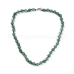 8mm Faceted Round Natural Green Aventurine Beaded Necklaces&nbsp;X-NJEW-F327-01A-02