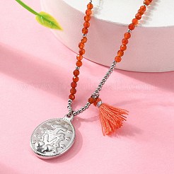 304 Stainless Steel Oval Virgin Mary Pendant Necklaces&nbsp;NJEW-A045-24P