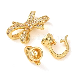 Brass Micro Pave Clear Cubic Zirconia Fold Over Clasps&nbsp;KK-D259-06G