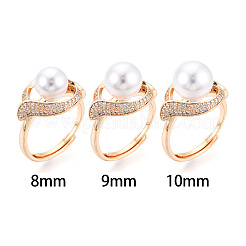 Brass Micro Pave Clear Cubic Zirconia Adjustable Ring Settings&nbsp;KK-T076-77G