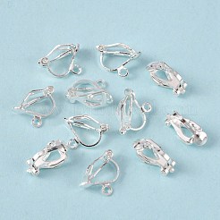 Brass Clip-on Earring Findings for Non-Pierced Ears&nbsp;X-EC109-S