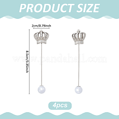 4Pcs Crown Alloy Rhinestone Lapel Brooch Pin&nbsp;JEWB-PH0001-44P