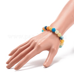 Natural Weathered Agate(Dyed) Round Beaded Stretch Bracelet&nbsp;BJEW-JB08502