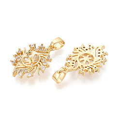 Brass Micro Pave Clear Cubic Zirconia European Dangle Charms Bails&nbsp;KK-N276-15G