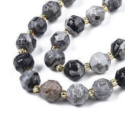 Natural Map Stone/Picasso Stone Beads Strands&nbsp;G-N326-100-09
