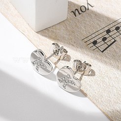 Rack Plating Brass Micro Pave Clear Cubic Zirconia Stud Earrings&nbsp;EJEW-K299-01P-K