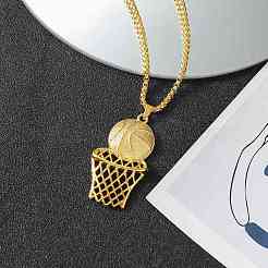 Basketball Alloy Pendant 201 Stainless Steel Box Chain Necklaces&nbsp;FS-WG5A2E4-01
