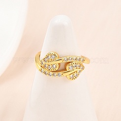 Brass Micro Pave Cubic Zirconia Cuff Rings for Women&nbsp;RJEW-Z113-33G