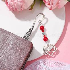 Valentine's Day Alloy Heart Pendant Bookmarks&nbsp;AJEW-JK00270-01