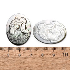 Natural Black Lip Shell Carved Cabochons&nbsp;SHEL-G024-02A