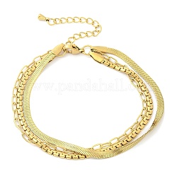 304 Stainless Steel Herringbone & Cable & Half Round Link Chain Bracelets&nbsp;LS-BJEW-U019-04G-03