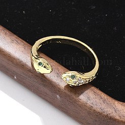 Brass Micro Pave Cubic Zirconia Cuff Rings for Women&nbsp;RJEW-Z084-01G-01
