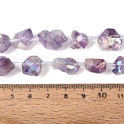 Electroplate Raw Rough Natural Amethyst Beads Strands&nbsp;G-Q610-06F